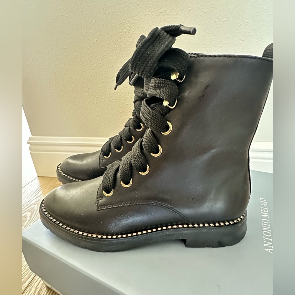 Antonio Melani Black Rhinestone Combat Boots. NIB - Picture 2 of 9